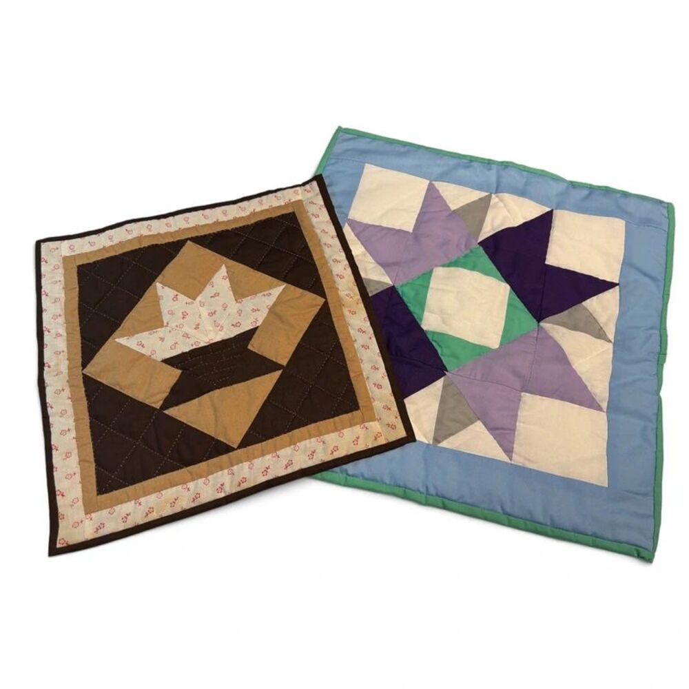 Set of two hand, stitched quilted placemats wall hanging dresser decor see photo